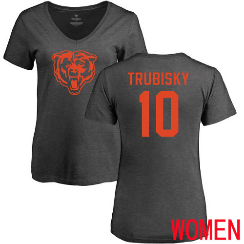 Chicago Bears Ash Women Mitchell Trubisky One Color NFL Football #10 T Shirt